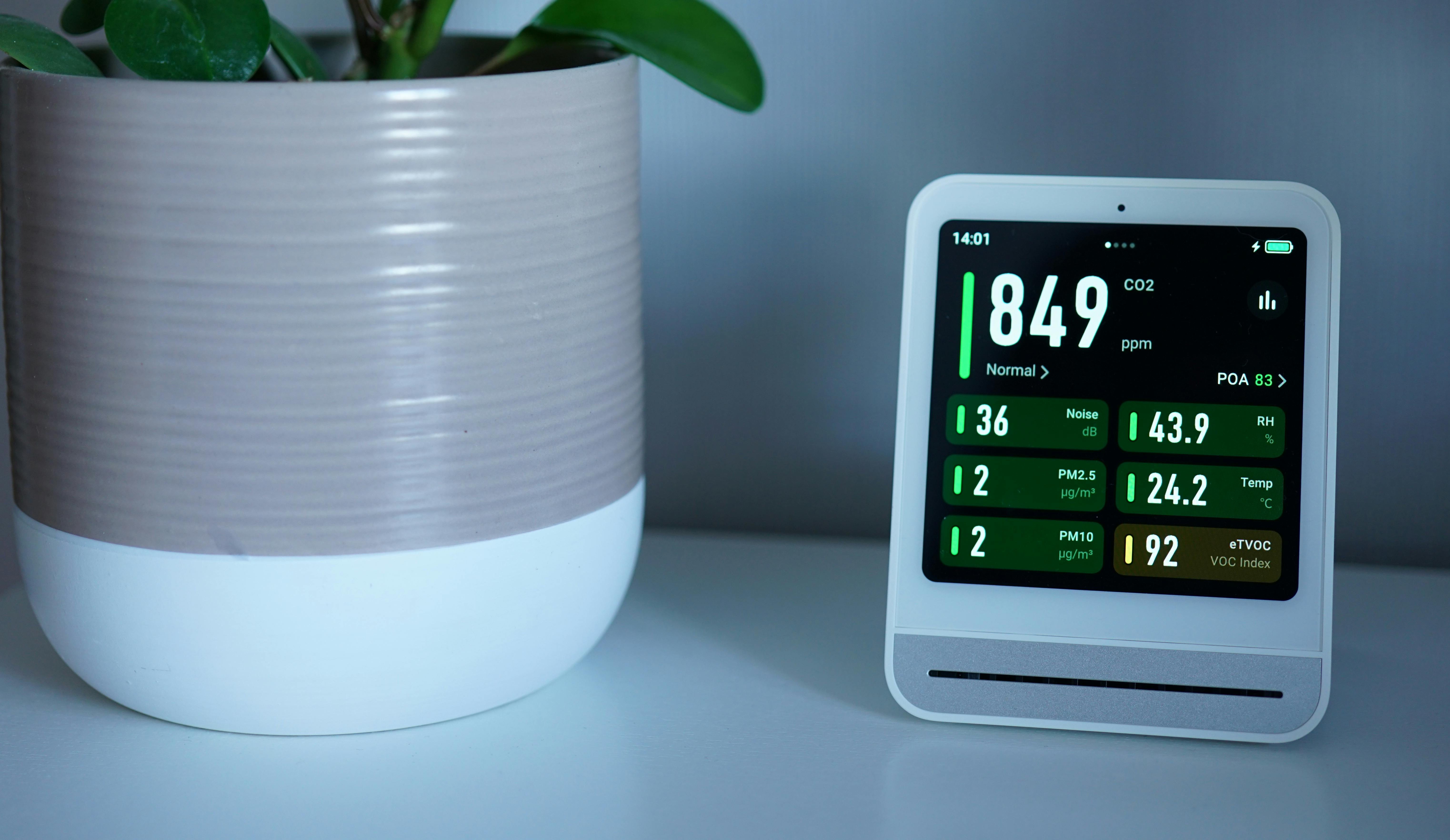 Different sensor measurements showed on a display